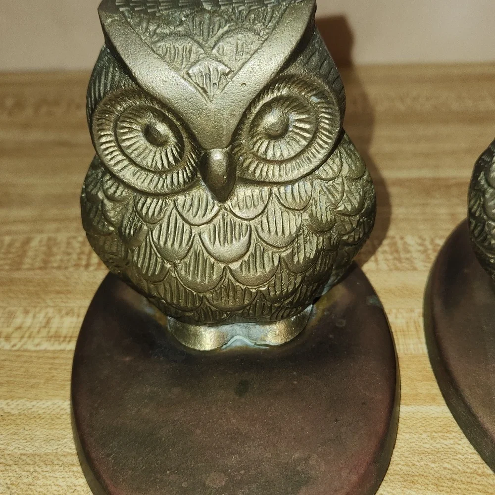 Pair (2) Brass Owls Figure